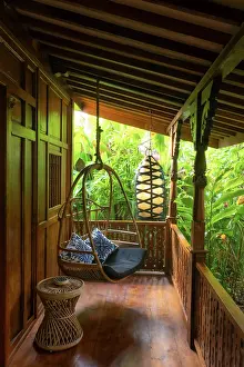 Porch Prints: Swing seat on a vernadah of a house in Bali, Indonesia