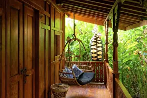 Porch Prints: Swing seat on a vernadah of a house in Bali, Indonesia