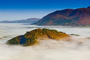 Skiddaw Prints: Swinside Surrounded by Autumn Mist, Lake District National Park, Cumbria, England
