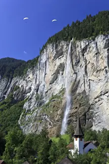 The Alps Prints: Switzerland, Bernese Oberland, Lauterbrunnen town and Valley