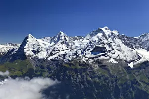 Images Dated 31st January 2011: Switzerland, Bernese Oberland, Mt Schilthorn, view of Eiger, Monch and Jungfrau peaks