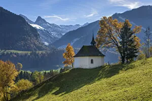 Images Dated 15th November 2021: Switzerland, Canton of Fribourg, Chapel near Charmey village
