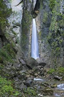Switzerland, Canton of Fribourg, Waterfall near Grandvillard village