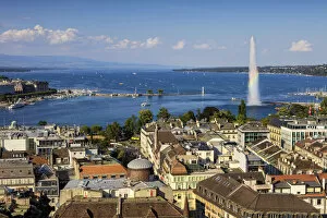 Switzerland, Canton of Geneva, City of Geneva, Lake Geneva, Jet d Eau fountain