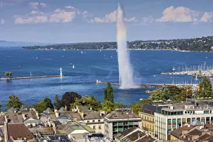 Switzerland, Canton of Geneva, City of Geneva, Lake Geneva, Jet d Eau fountain