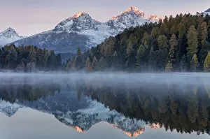 Images Dated 3rd September 2021: Switzerland, Canton Graubunden, Engadin, Lake Staz
