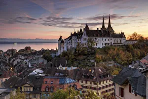 Switzerland, Canton of Neuchatel, Lake Neuchatel, Neuchatel city, Neuchatel castle