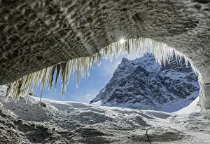 Images Dated 29th October 2021: Switzerland, Canton of Valais, Arolla glacier, glacier cave