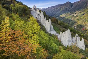 Switzerland, Canton of Valais, Earth pyramids near Euseigne village