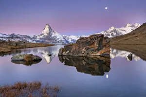 Switzerland, Canton of Valais, lake Stellisee, Matterhorn