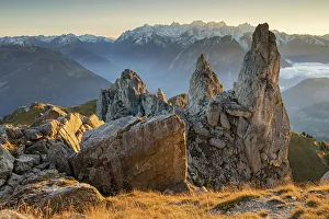 Images Dated 29th October 2021: Switzerland, Canton of Valais, Val de Bagnes valley, Pierre Avoi mountain