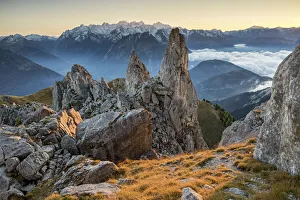 Images Dated 29th October 2021: Switzerland, Canton of Valais, Val de Bagnes valley, Pierre Avoi mountain