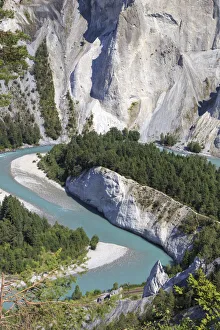 Flims Prints: Switzerland, Graubunden, Flims, Rhine Gorge (Ruinaulta) south rim