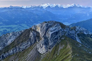 Switzerland, Lucerne, Mount Pilatus looking towards the Bernese Alps