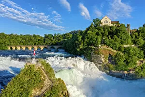 Trending: Switzerland, Schaffhausen, Canton Zurich, Rhine river, waterfall, Laufen castle