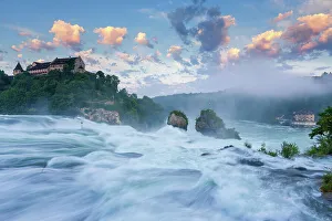 Trending: Switzerland, Schaffhausen, Rhine river, waterfall, Laufen castle