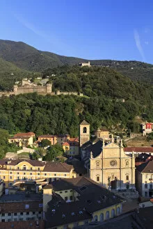 Images Dated 7th May 2014: Switzerland, Ticino, Bellinzona, view of town from Castelgrande ramparts