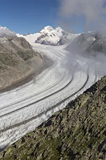 Aletschgletscher Prints: Switzerland, Valais, Aletsch glacier, the largest in Europe from Eggishorn Bergstation
