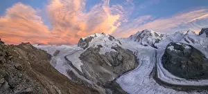 Monte Rosa Prints: Switzerland, Valais, Gorner glacier and Monte Rosa on Gornergrat near Zermatt