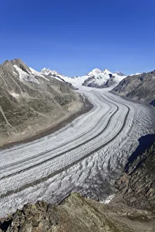 Switzerland, Valais, Jungfrau Region, Aletsch Glacier from Mt. Eggishorn (UNESCO site)