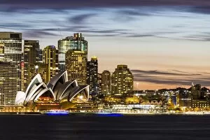 Opera House Gallery: Sydney at dusk. Opera house and cityscape skyline