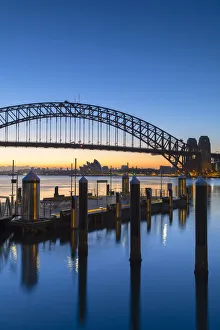 Sydney Harbour Bridge at dawn, Sydney, New South Wales, Australia