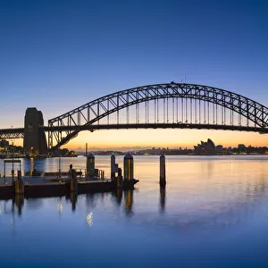 Sydney Harbour Bridge from McMahons Point at sunrise, Sydney, New South Wales, Australia