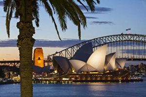 Harbour Bridge Prints: Sydney Opera House & Harbour Bridge, Darling Harbour, Sydney, New South Wales, Australia