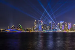Vivid Sydney Prints: Sydney Opera House and skyline illumiated with projections