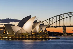 Opera House Gallery: Sydney at sunset. Opera house from Mrs Macquaries Chair. New South Wales, Australia