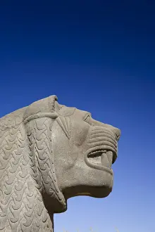 Syria Prints: Syria, Aleppo, The 8th BC Century Hittite temple of Ain Dara, Lion Carving