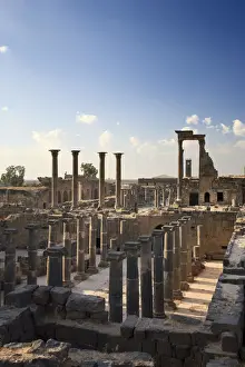 Roman Town Prints: Syria, Bosra, ruins of the ancient Roman town (a UNESCO site), ruins of Decumanus