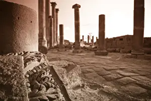 Syria, Bosra, ruins of the ancient Roman town (a UNESCO site), ruins of Decumanus