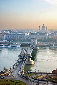 Szechenyi Prints: Szechenyi Chain Bridge and the Danube River, Budapest, Hungary
