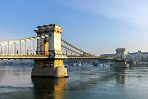 Szechenyi Prints: Szechenyi Chain Bridge and the Danube River, Budapest, Hungary