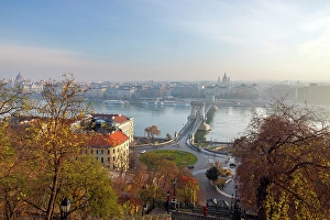 Szechenyi Prints: Szechenyi Chain Bridge and the Danube River, Budapest, Hungary