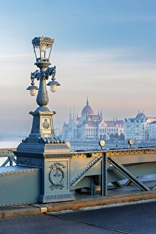 Szechenyi Prints: Szechenyi Chain Bridge and the Parliament Building, Budapest, Hungary