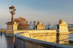 Szechenyi Prints: Szechenyi Chain Bridge and the Parliament Building, Budapest, Hungary