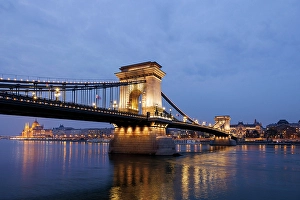 Szechenyi Prints: Szechenyi Chain Bridge and the Parliament Building, Budapest, Hungary