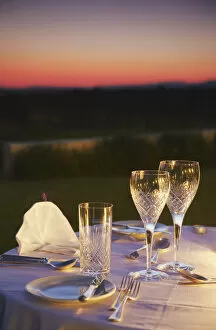 Romantic Gallery: Table set for dinner at River Bend Lodge, Addo Elephant Park, Eastern Cape, South Africa