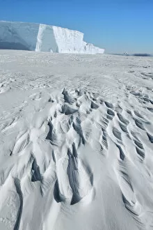 Images Dated 2nd March 2021: Tabular iceberg frozen in - Antarctica, Weddell Sea, Riiser Larsen Ice Shelf