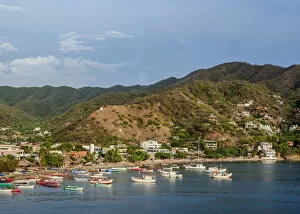 Images Dated 7th December 2018: Taganga, elevated view, Magdalena Department, Caribbean, Colombia