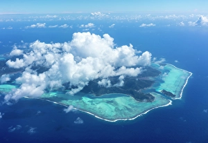 Society Islands Prints: Taha'a from the air, Society Islands, French Polynesia