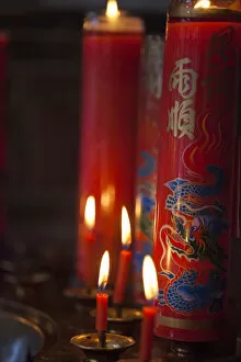 Images Dated 27th April 2012: Taiwan, Taipei, Candles burning at Bao-an Temple