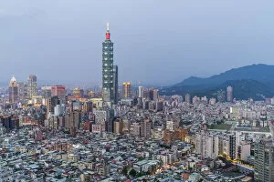Images Dated 9th May 2018: Taiwan, Taipei, City skyline and Taipei 101 building
