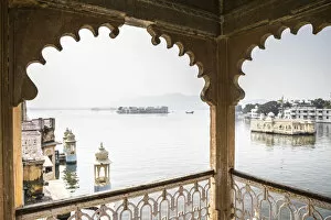 Taj Lake Palace Gallery: Taj Lake Palace from the Bagore Ki Haveli Museum, Lake Pichola, Udaipur, Rajasthan, India