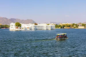 Rajasthan Prints: Taj Lake Palace on Lake Pichola in Udaipur, Rajasthan, India, Asia
