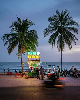 Stall Prints: Takeaway food stalls at night, Mui Ne, Binh Thuan Province, Vietnam