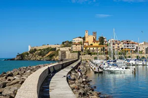 Fisher Men Prints: Talamone harbor with castle, Orbetello, Grosseto, Maremma, Tuscany, Italy
