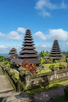 Roof Prints: Tall thatched Merus (pagodas) at Besakih Great Temple (Pura Agung Besakih)